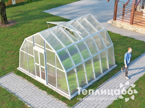 Теплица Рада Каспий из поликарбоната, 4х4 метра, белая